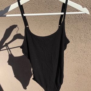 Black Stretchy Ribbed Bodysuit